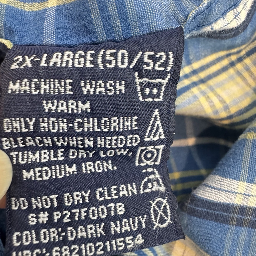 Puritan Wrinkle Resistant Plaid Button Down Blue Men 2XL - Picture 7 of 7